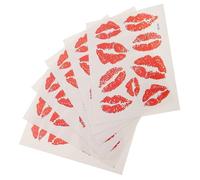 Red Lip Tattoo Stickers 6Pcs Waterproof Sweat Proof Face Decorations | Skin Safe Adhesive, Temporary Beauty Design, Suitable for Arms and Legs, Party Festival Makeup, Vivid Red Style