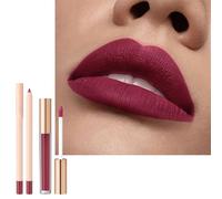 Red Lipgloss Set, Rose Lipstick Lip Liner Pencil Kit, Nude Lip Balm Long-Lasting Tinted, Waterproof Lip Stick, 2 in 1 Liquid Lip Gloss Stain Lipliner Pen Kit, Makeup Gift for Women