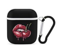 Red Lips And Cherries Earphone Case Cover Compatible with AirPods 1&2 Shockproof Bluetooth Headset Case White-style