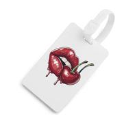 Red Lips and Cherries Luggage Tag for Suitcase Cute ID Tags Travel Baggage Identifier Labels White-Style