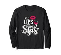 Red Lips and Wine Sips Long Sleeve T-Shirt