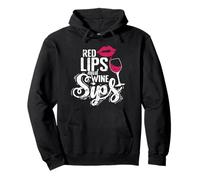 Red Lips and Wine Sips Pullover Hoodie