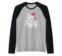 Red Lips and Wine Sips Raglan Baseball Tee