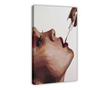 Red Lips Beauty Face Close Up Art Print Poster (1) Canvas Poster Bedroom Decor Landscape Office Room Decor Gift 16x24inch(40x60cm)