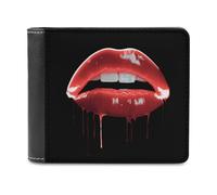 Red Lips Bi-fold Men's Wallets with 6 Card Slots Slim Travel Purse Leather Money Clip