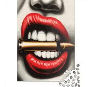 Red Lips Bullet Jigsaw Puzzles Puzzles for Adults Kids. 1000 Pieces Whimsical Challenge Toy Educational Game Home Decoration for Adults& Kids Age 14 Years Up 1000pcs (75x50cm)