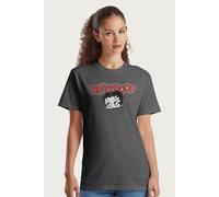 Red Lips Face And Logo Betty Boop Relaxed Fit T-Shirt Betty Boop Charcoal L