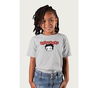Red Lips Face And Logo Betty Boop T-Shirt Betty Boop Mid Grey 7-8 Years