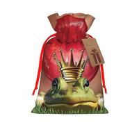 Red Lips Getting Ready to Kiss a Frog Gift Bag with Handles and tag, Perfect for Christmas, Birthday, Wedding or Daily Gift - (M)