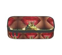 Red Lips Getting Ready to Kiss A Frog Large Pencil Case for Girls and Boys, Aesthetic Pencil Bag with Multi Compartments for Adults, Office Stationary Organizer Practical for Kids Teenage Women Men