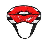 Red Lips Kiss Blackout Sleep Mask - Soft Adjustable Eye Mask for Full Light Blocking, Deep Sleep, Travel & Relaxation