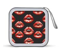 Red Lips Kiss CD Case Portable DVD Storage Small CD Holder Organizer for Home Travel