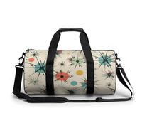 Red Lips Kiss Gym Bag Small Travel Duffle Bag with Compartment Carry On Weekender Bag for Women Men, Atomic Stars Retro Pattern, 17.7in/9in/9in