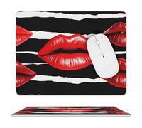 Red Lips Kiss Leather Mouse Pad - 8 * 10 Inch.Rectangular Mouse Pads for Premium-Textured Waterproof Surface. Printed Mouse Mat for Computer & Gaming Laptop, Office & Home.