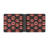 Red Lips Kiss Leather Wallets for Men Slim Bifold Wallet Credit Card Holder Front Pocket Wallets