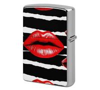 Red Lips Kiss Lighter Case Double-Sided Graffiti Metal Lighter Cover Lighters Protective Sleeve for Women Men Standard Lighters