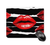 Red Lips Kiss Mouse Pad Square Laptop Mouse Mat Cute Computer Mousepad Keyboard Pad Non-Slip Desk Pads for Gaming Office Work Home 20 * 25cm