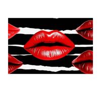Red Lips Kiss Placemats 30x45cm Linen Heat Resistant Placemats Waterproof Table Place Mats Washable Wipeable Outdoor Placemat for Kitchen Dining Room Table Decorations