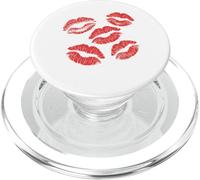 Red Lips Kiss Print Lipstick Pattern Romantic Design PopSockets PopGrip for MagSafe