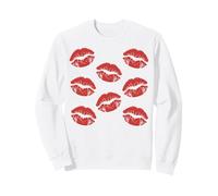Red Lips Kiss Print Lipstick Pattern Romantic Design Sweatshirt