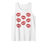 Red Lips Kiss Print Lipstick Pattern Romantic Design Tank Top