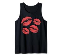 Red Lips Kiss Print Romantic Lipstick Pattern Design Tank Top