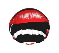 Red Lips Kiss Shower Cap for Women Men Double Layer Waterproof Bath Cap Elastic Reusable Shower Hat Bath Hair Wrap Hat Washable Shower Bonnet for Long Hair, Braids Color516