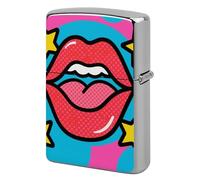 Red Lips Lighter Case Metal Double-Sided Lighter Cover Pocket Lighters Sleeve Windproof Lighters Accessories for Men Women