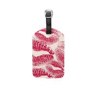 Red Lips Lipstick Cosmetic Leather Luggage Baggage Suitcase Tag ID Label(3Pcs)