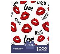Red Lips Pattern 1000 Piece Jigsaw Puzzle Paper for Adults Love Words Puzzle Game 70x50cm/1000pcs
