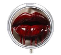 Red Lips Pill Box Cute Medicine Organizer Travel Pillbox Waterproof Portable Pill Container Holder to Hold Vitamins Medication Fish Oil and Supplements