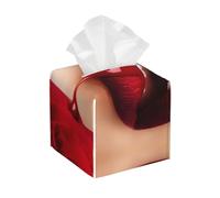 Red Lips Print Leather Tissue Box Cover - Foldable Organizer Holder - Easy Storage & Concealing Leather Tissue Box