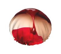 Red Lips Print Shower Cap for Women & Men â€“ Reusable Double-Layer Bath Hair Cap with Elastic Strap L