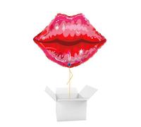 Red Lips Valentine's Shaped Helium Foil Balloon - Inflated Balloon in a Box