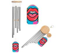 Red Lips Wind Chimes for Outside Memorial Tuned Outdoor Windchimes Large Garden Decor Wind Chime with Melodious Sound for Mom Dad Grandma Home Garden Patio Decor