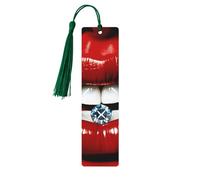 Red Lips with Diamond Wood Bookmark for Book Lovers Birthday Teachers Gift, Handmade Craft Book Marks Ornaments with Tassel Exquisite Reading Page Markers for Men Women