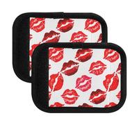 Red Lipstick Kiss Marks White Luggage Handle Wrap Handbag Grip Cover Protector Suitcase Makers Covers for Travel, Red Lipstick Kiss Marks White, Set of 4