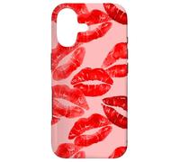 Red Lipstick Kisses On Pink Lips Kiss Women Girls Coquette Case for iPhone 17