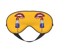 Red Lipstick Lips Black Polka Dots Eye Mask Sleep Mask Light BlockBlindfold Night Eyes Cover Soft Pressure-Free Eyeshade with Elastic Strap for Home Travel Office Nap Yoga