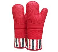 RED LMLDETA Heat Resistant 550 Degree Oven mitt, Silicone Oven Hot Mitts - 1 Pair, Extra Long Professional Baking Oven Gloves - Food Safe,Pot Holders Cooking,Grilling,Kitchen (red Mittens)