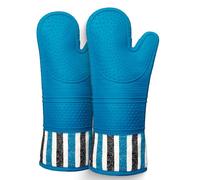 RED LMLDETA Heat Resistant 550 Degree Oven mitt, Silicone Oven Hot Mitts - 1 Pair, Extra Long Professional Baking Oven Gloves - Food Safe,Pot Holders Cooking,Grilling,Kitchen (Navy)