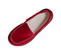 Red Loafers Shoes for Women Wide Fitting Casual Solid Color Lightweight Lining Work Flat Loafers Platform Business Office Work School Shoes Comfortable Sporty Wedge Loafer Size 3.5