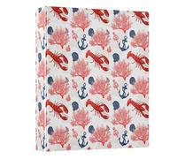 Red Lobster Anchor Coral Pattern 3 Ring Binder 1.5 Inch Round Ring Binder View Binder Holds 200 Documents for Home School Office Use
