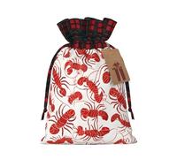 Red Lobster Color Blocked Linen Drawstring Gift Bag, Reusable Gift Bag