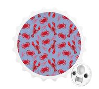 Red Lobster Crab Pattern 2 in 1 Magnetic Beer Bottle Opener Fridge Magnets Easy Storage Gift for Men Women White-Style