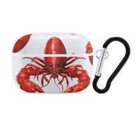Red Lobster Print AirPod Pro Case, Anti Scratch Hard PC Cover with Keychain, AirPod Pro 2nd/1st Case Accessories for Women Men, White-Style
