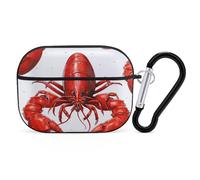 Red Lobster Print AirPod Pro Case, Anti Scratch Hard PC Cover with Keychain, AirPod Pro 2nd/1st Case Accessories for Women Men, Black-Style