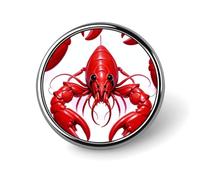 Red Lobster Print Button Pin Round Alloy Lapel Pins Badges Novelty Funny Enamel Pins Button Lapel Personalized Pinback Button Badges Cute Brooche Pin for Backpacks Jackets Bags