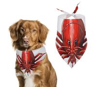 Red Lobster Print Dog Bandanas for Feeding Grooming, Triangle Pet Bibs Washable Pets Scarf for Cats & Dogs