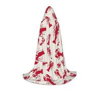 Red Lobster Print Hooded Wizard Robe Halloween Cloak Medieval Renaissance Cosplay Christmas Party Outfits